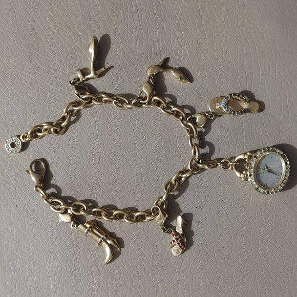 Citizen Watch Charm Bracelet Shoes Silhouette Eco Drive Gold Tone MCM Untested - Picture 3 of 16